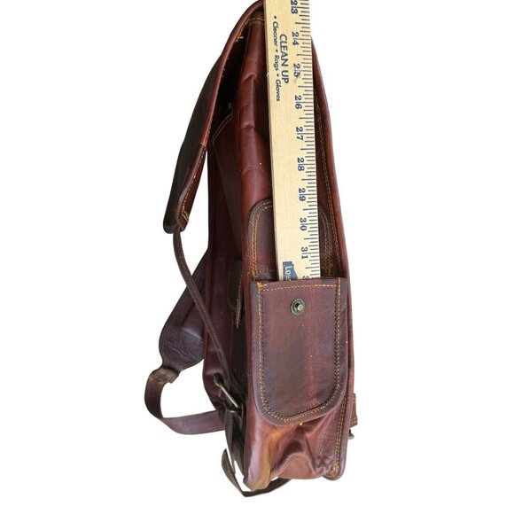 KENAR Leather Backpack Laptop Travel Book Bag Brown Vintage Style - Picture 8 of 9